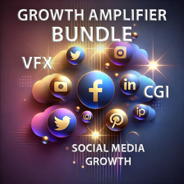 The image showcases Growth Amplifier Bundle with VFX and CGI for social media growth.